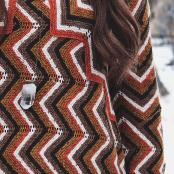Free People Rhiannon Chevron Wool Blend Sweater Dress Neutral Combo Size S - Picture 6 of 11
